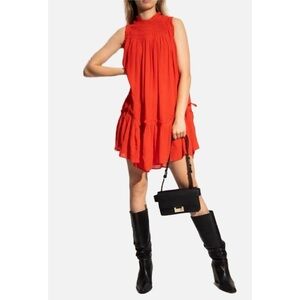 ALL SAINTS Aria Dark Orange Babydoll Mini Dress Size 6